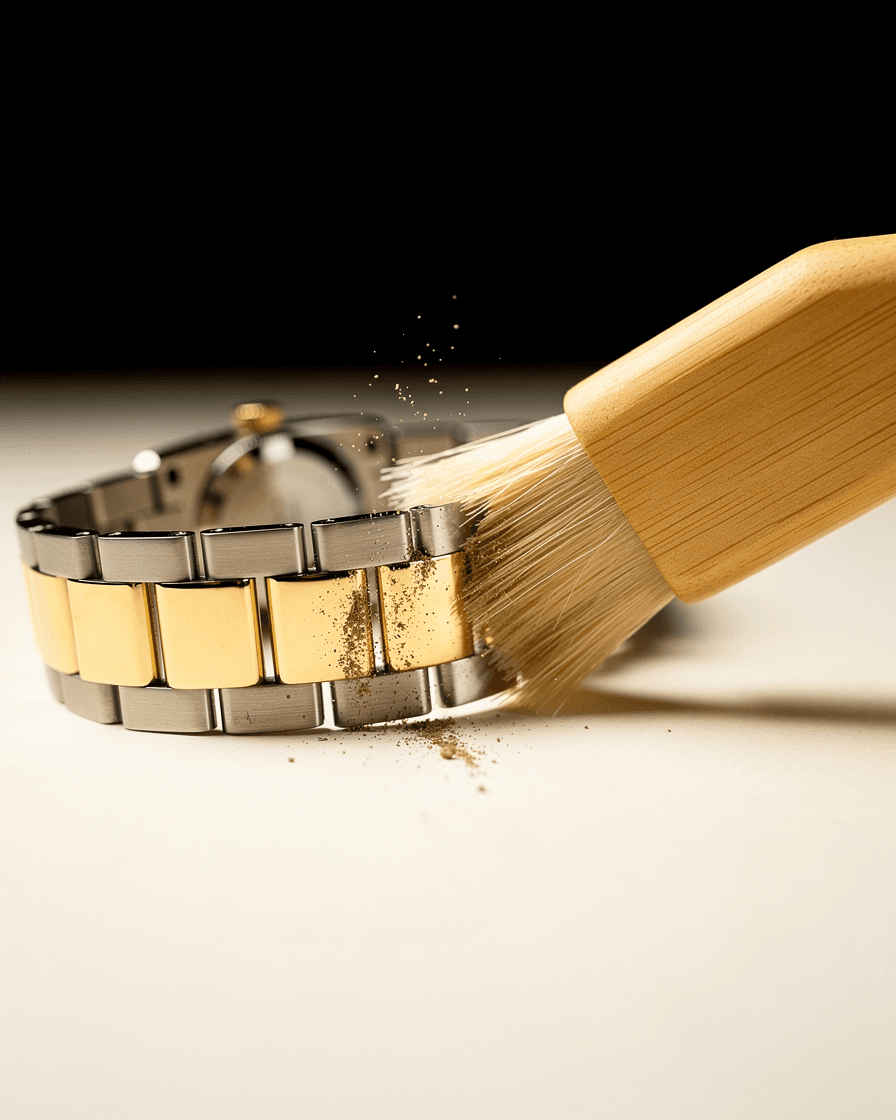 Brushing between the bracelet links with the SASO Care brush